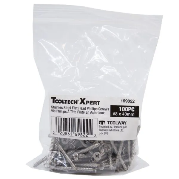 100PC Stainless Steel Screws for XPS Foam Board 8 x 40mm