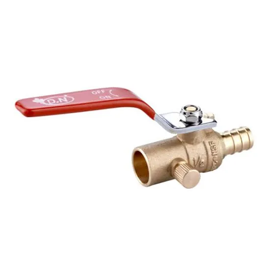 1/2 inch Ball Valve Solder x Pex with Drain