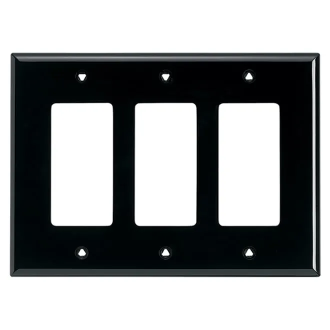 3 Gang plate black PJ263BK-SP-L