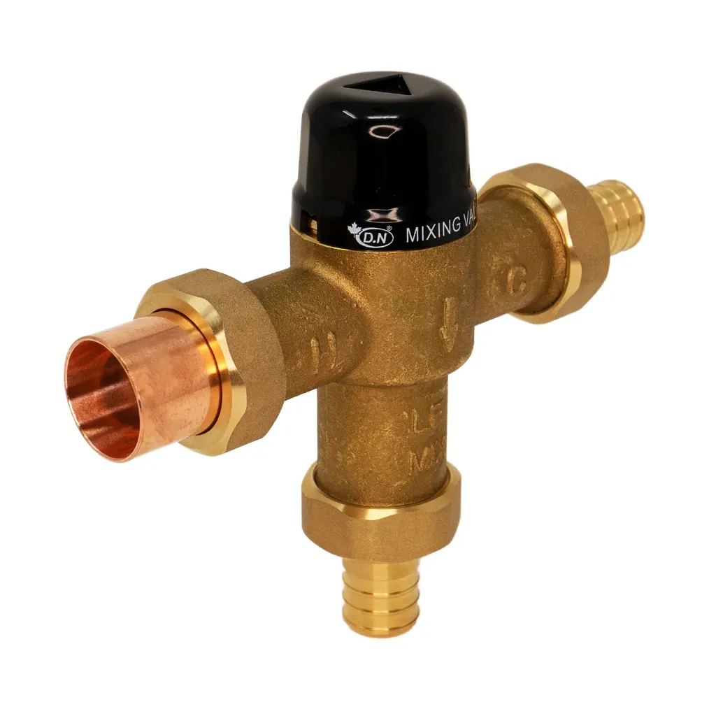 DN Mixing valve 3/4 Copper Hot x 3/4 Pex Cold 3/4 Pex Outlet