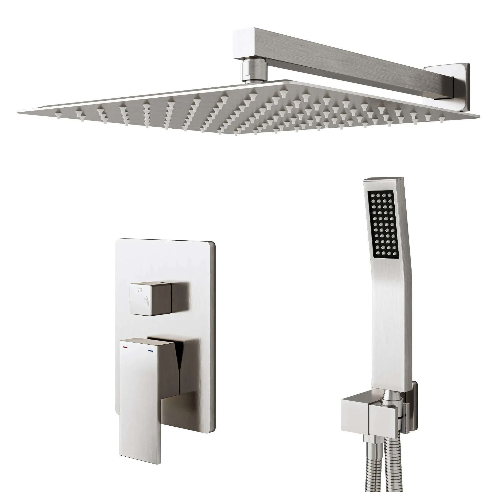 Brushed Nickel Rain Shower Set