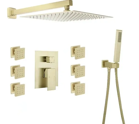6 Jet shower set brushed gold
