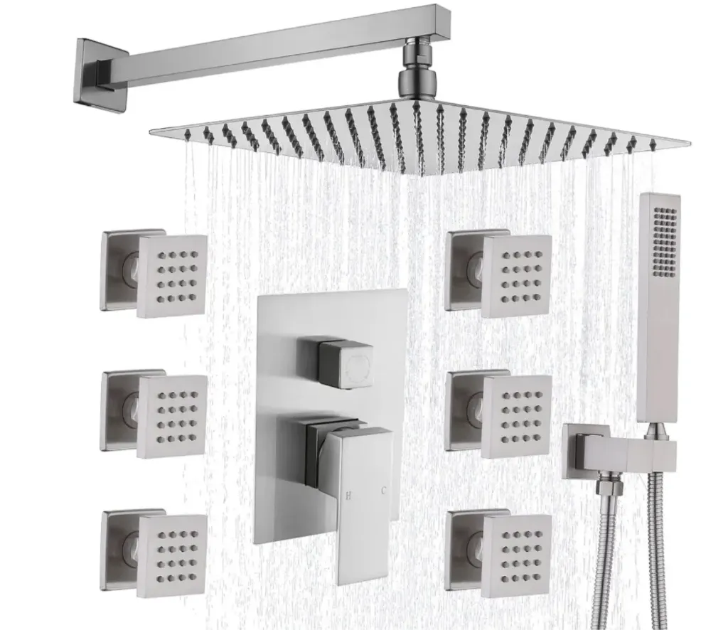 6 jet shower set brush nickel