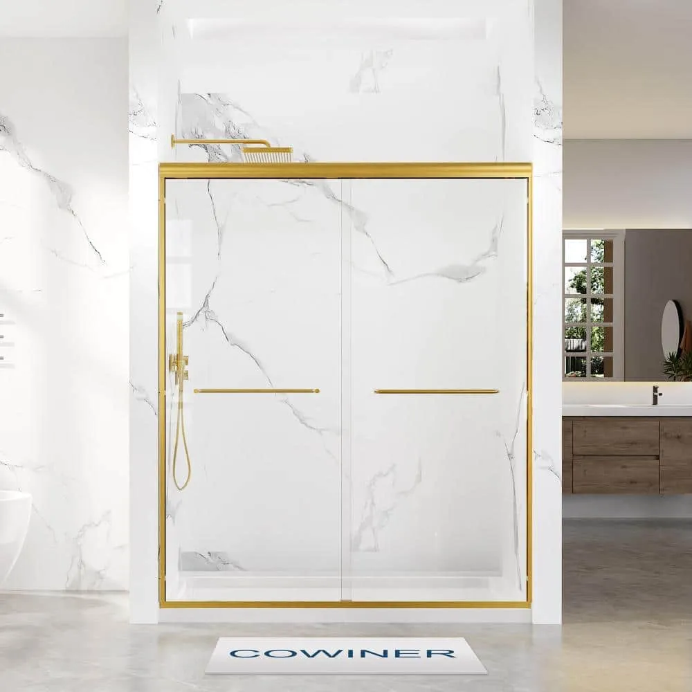 Framed 60 x 72 shower door gold