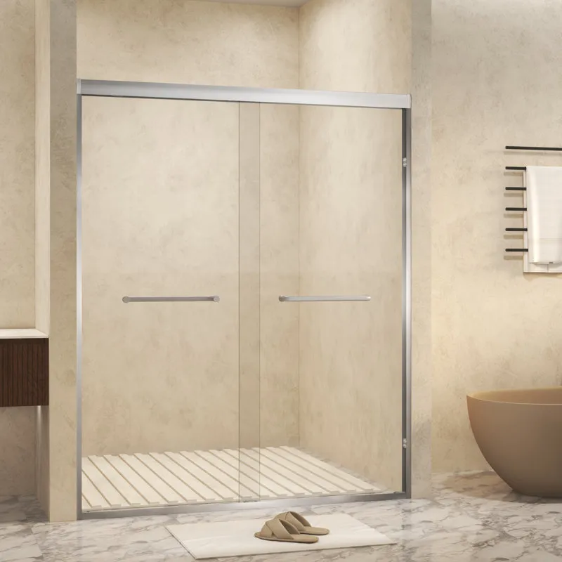 Framed 60 x 72 shower door brush nickel