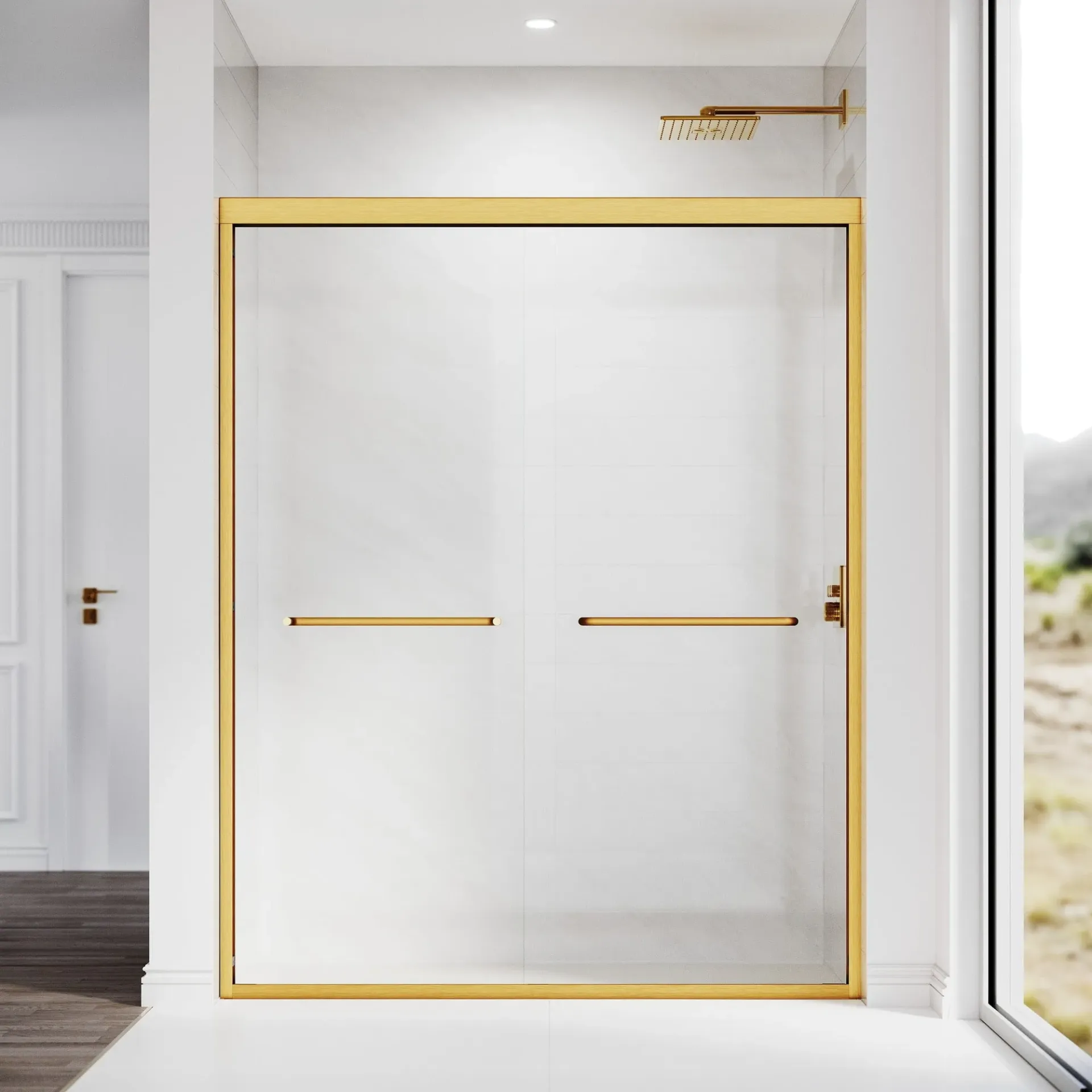Framed 48 x 72 shower door gold
