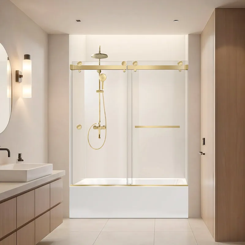 Frameless 60 x 64 shower door gold