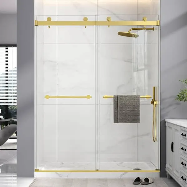 Frameless 60 x 72 shower door gold