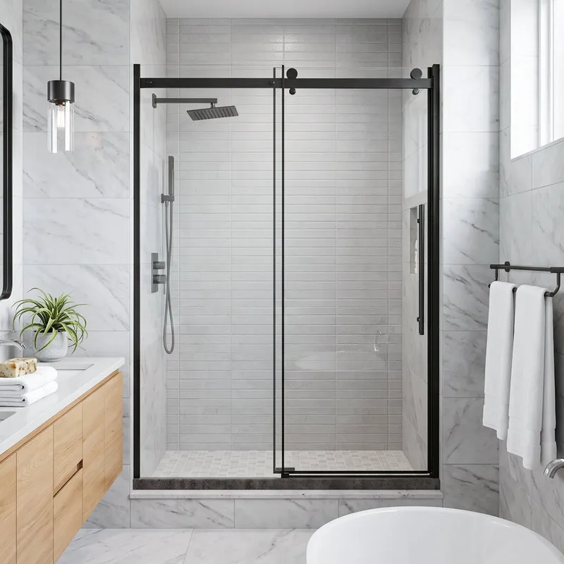 Frameless 48 x 72 shower door black