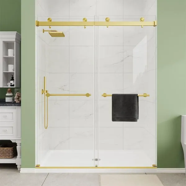 Frameless 48 x 72 shower door gold